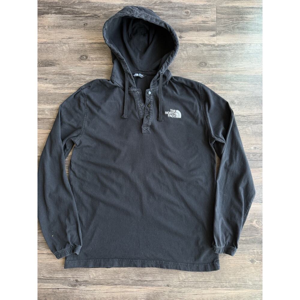 The North Face Hoodie Mens L Black Lightweight T Snap Drawstring Pullover
